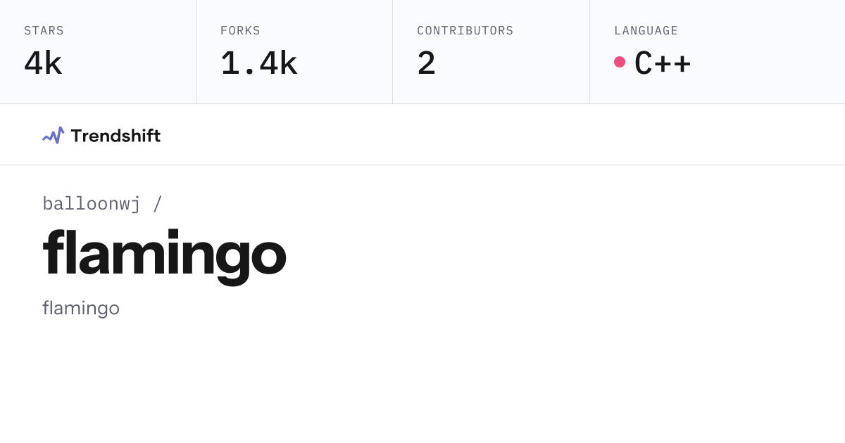 balloonwj/flamingo — GitHub trending stats & insights | Trendshift
