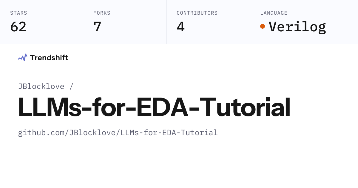JBlocklove/LLMs-for-EDA-Tutorial — GitHub trending stats & insights ...