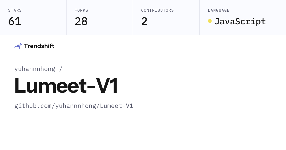 yuhannnhong/Lumeet-V1 — GitHub trending stats & insights | Trendshift