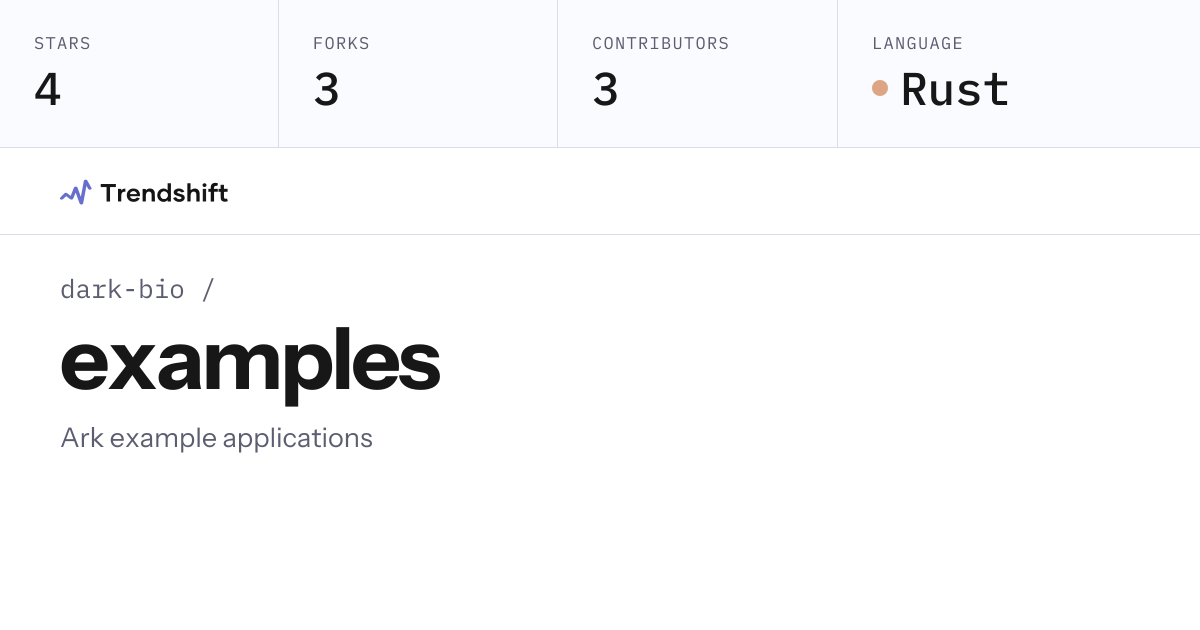 dark-bio/examples — GitHub trending stats & insights | Trendshift