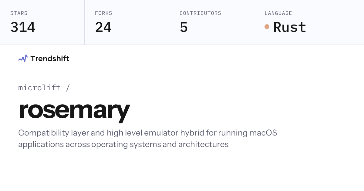 microlift/rosemary — GitHub trending stats & insights | Trendshift