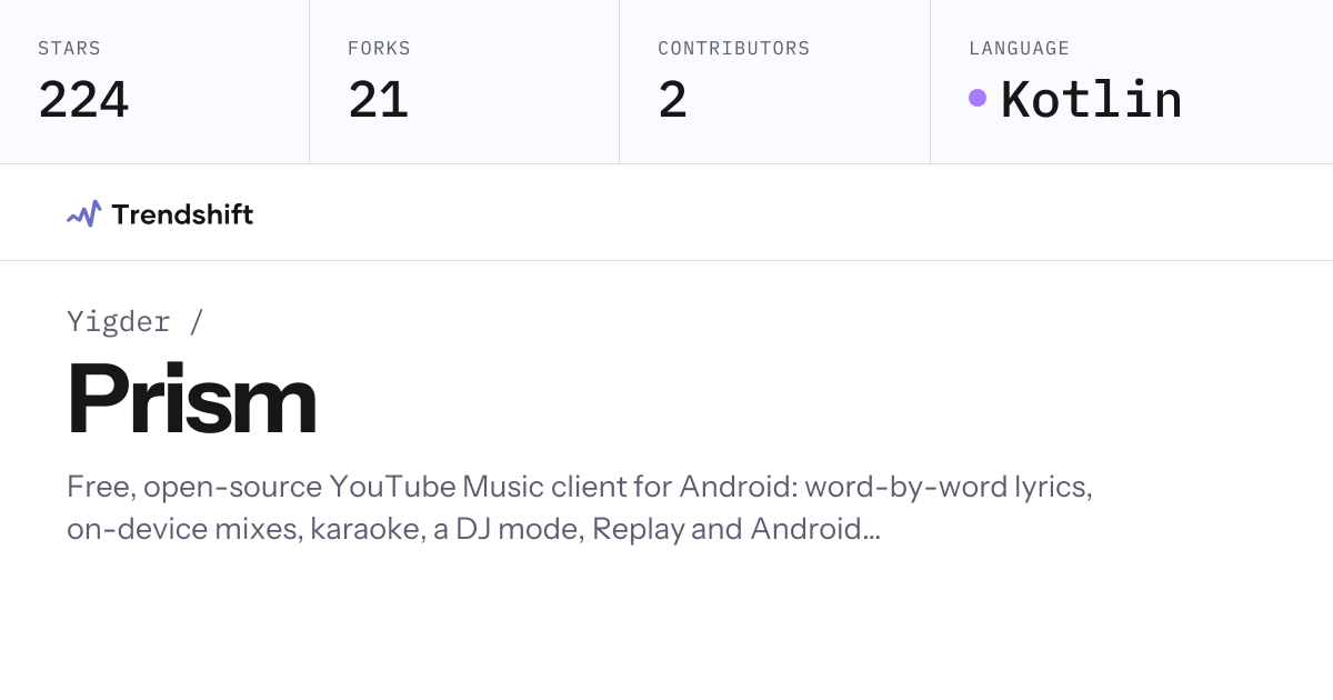 Yigder/Prism — GitHub trending stats & insights | Trendshift