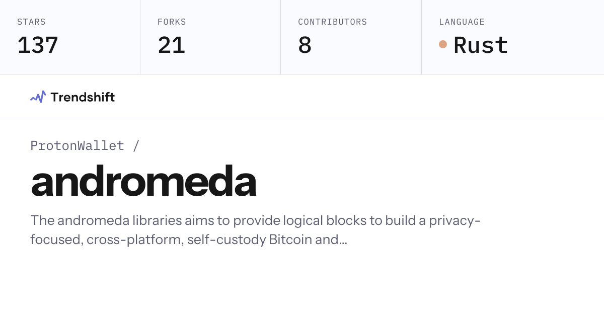 ProtonWallet/andromeda — GitHub trending stats & insights | Trendshift