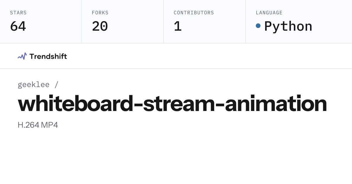 geeklee/whiteboard-stream-animation — GitHub trending stats & insights ...