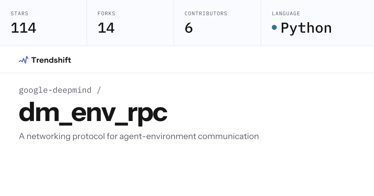 google-deepmind/dm_env_rpc — GitHub trending stats & insights | Trendshift