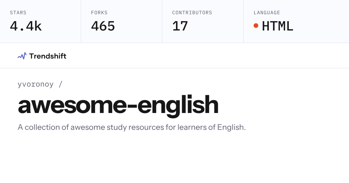 yvoronoy/awesome-english — GitHub trending stats & insights | Trendshift