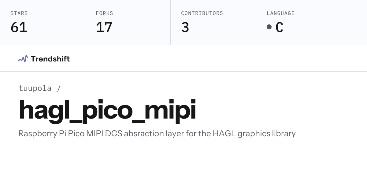 tuupola/hagl_pico_mipi — GitHub trending stats & insights | Trendshift