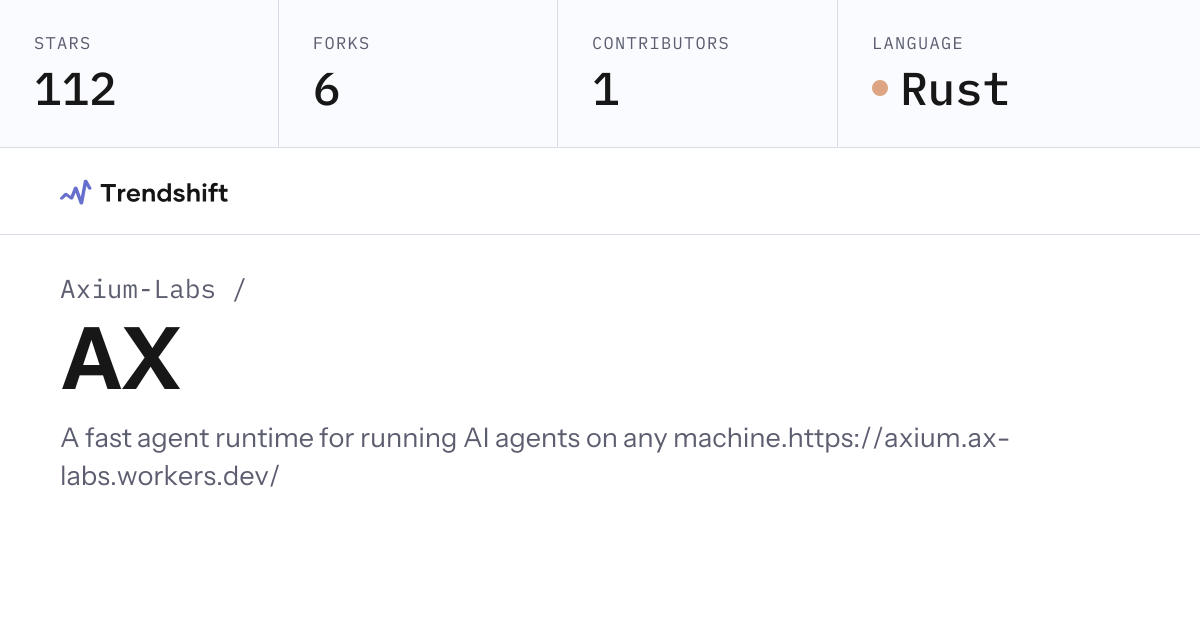 Axium-Labs/AX — GitHub trending stats & insights | Trendshift