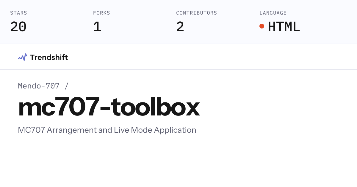 Mendo-707/mc707-toolbox — GitHub trending stats & insights | Trendshift