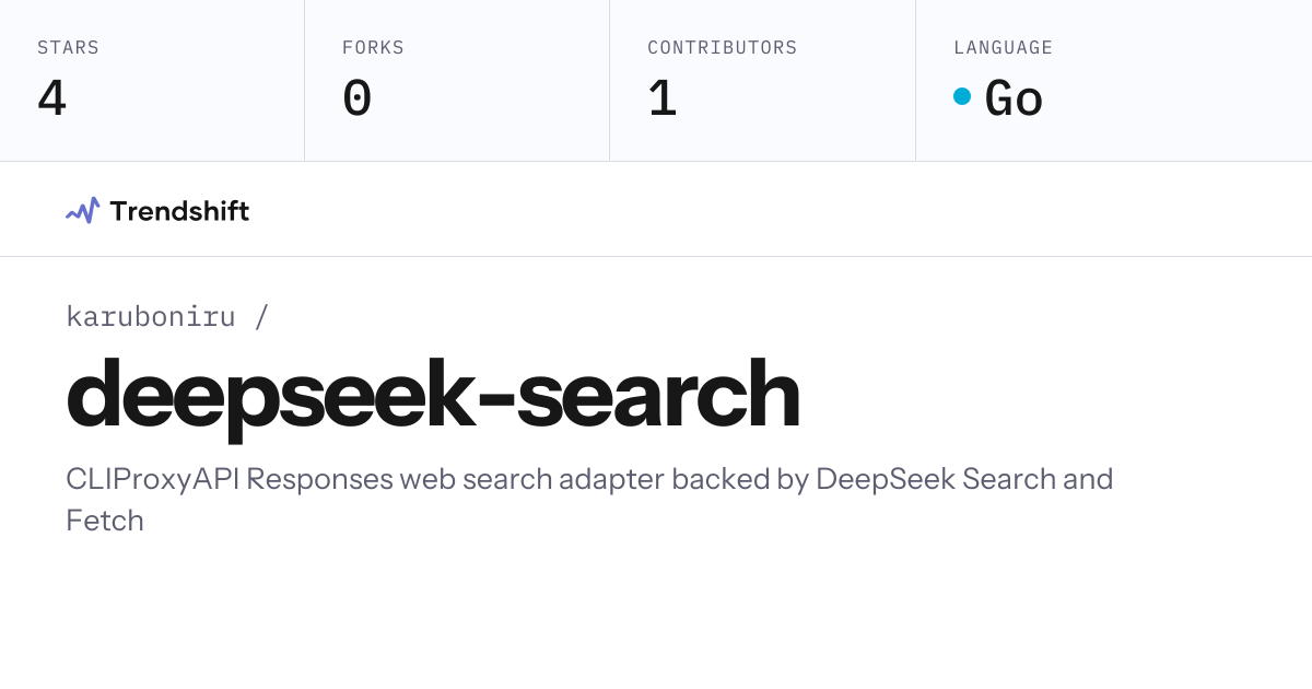 karuboniru/deepseek-search — GitHub trending stats & insights | Trendshift
