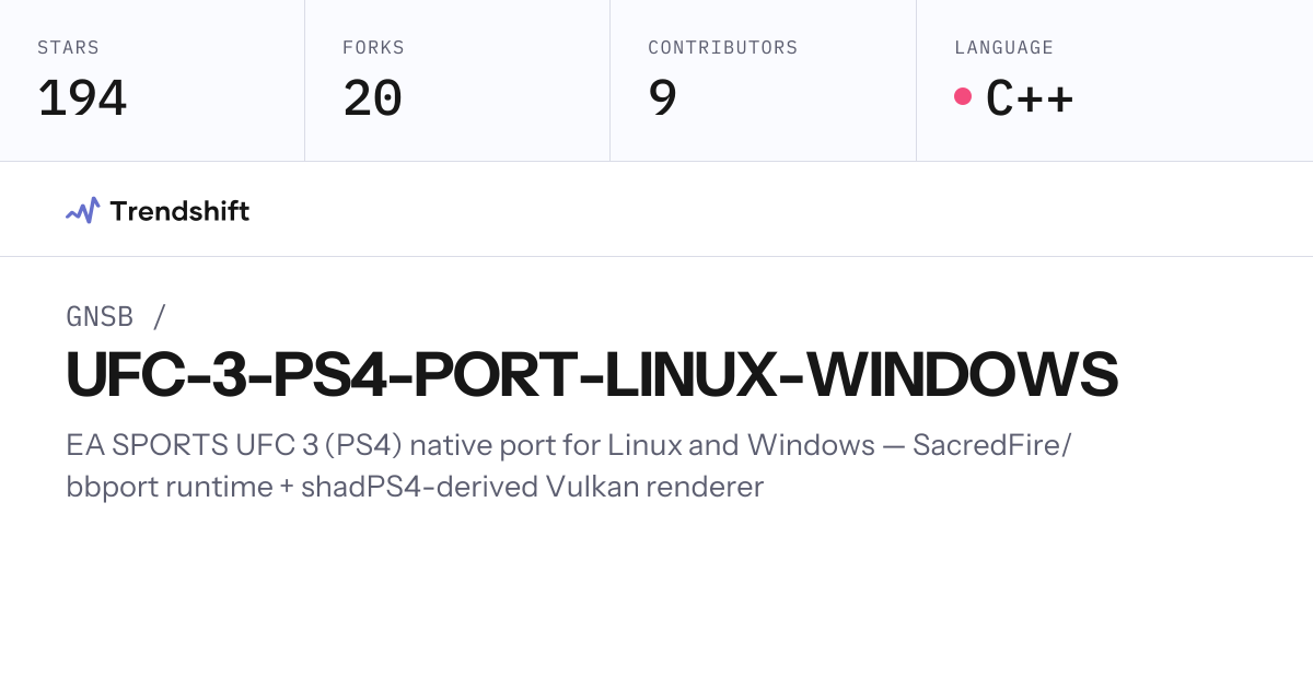 GNSB/UFC-3-PS4-PORT-LINUX-WINDOWS — GitHub trending stats & insights ...