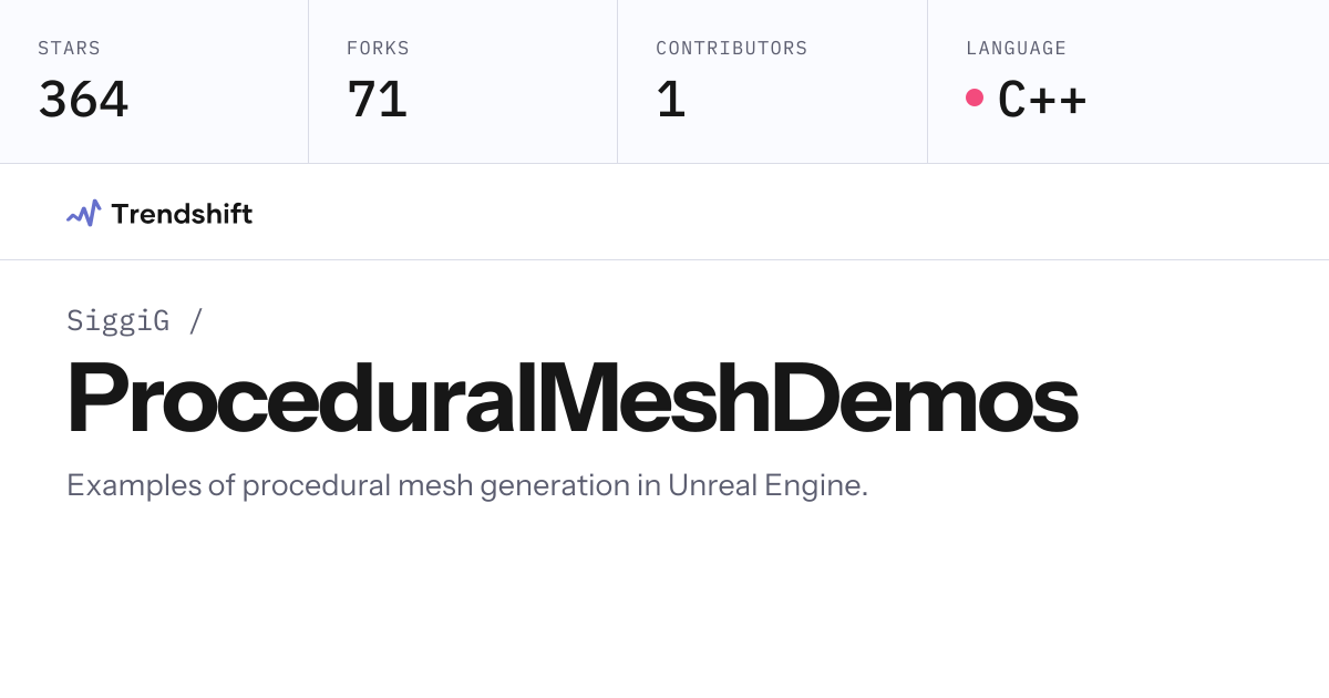 SiggiG/ProceduralMeshDemos — GitHub trending stats & insights | Trendshift