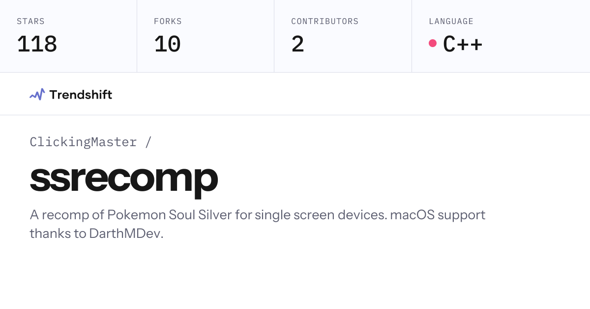 ClickingMaster/ssrecomp — GitHub trending stats & insights | Trendshift