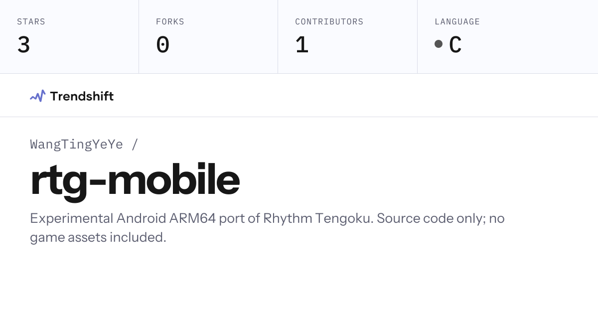 WangTingYeYe/rtg-mobile — GitHub trending stats & insights | Trendshift