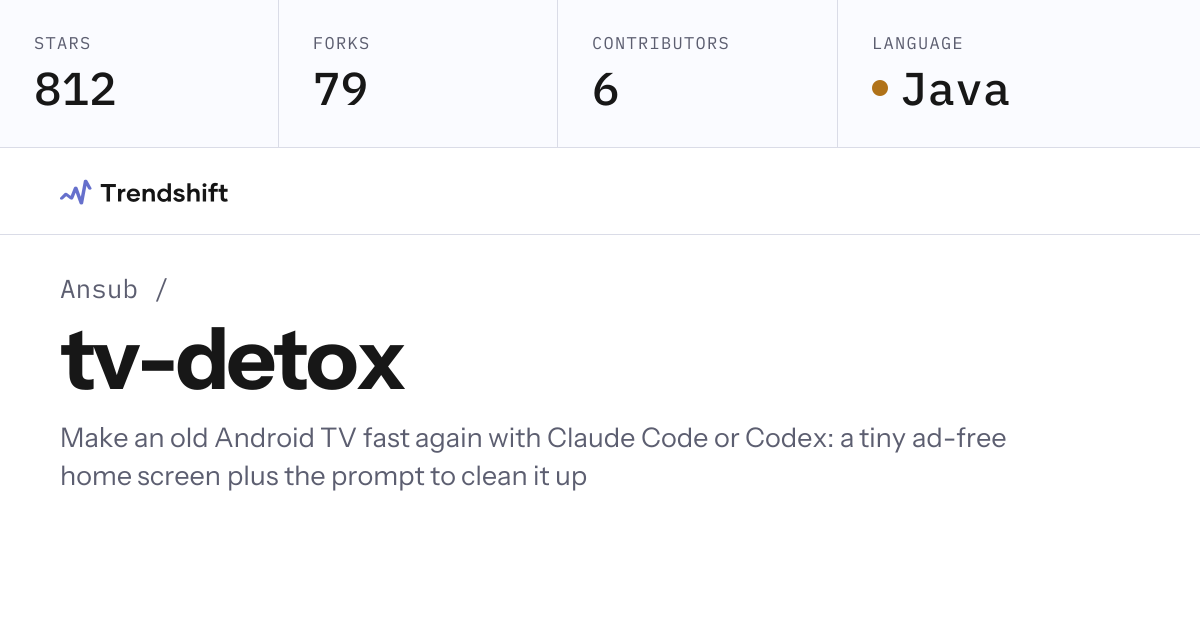 Ansub/tv-detox — GitHub trending stats & insights | Trendshift