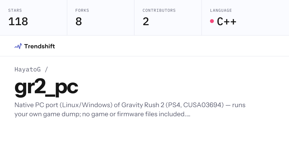 HayatoG/gr2_pc — GitHub trending stats & insights | Trendshift