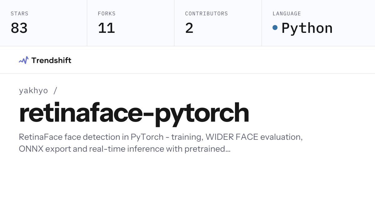 yakhyo/retinaface-pytorch — GitHub trending stats & insights | Trendshift