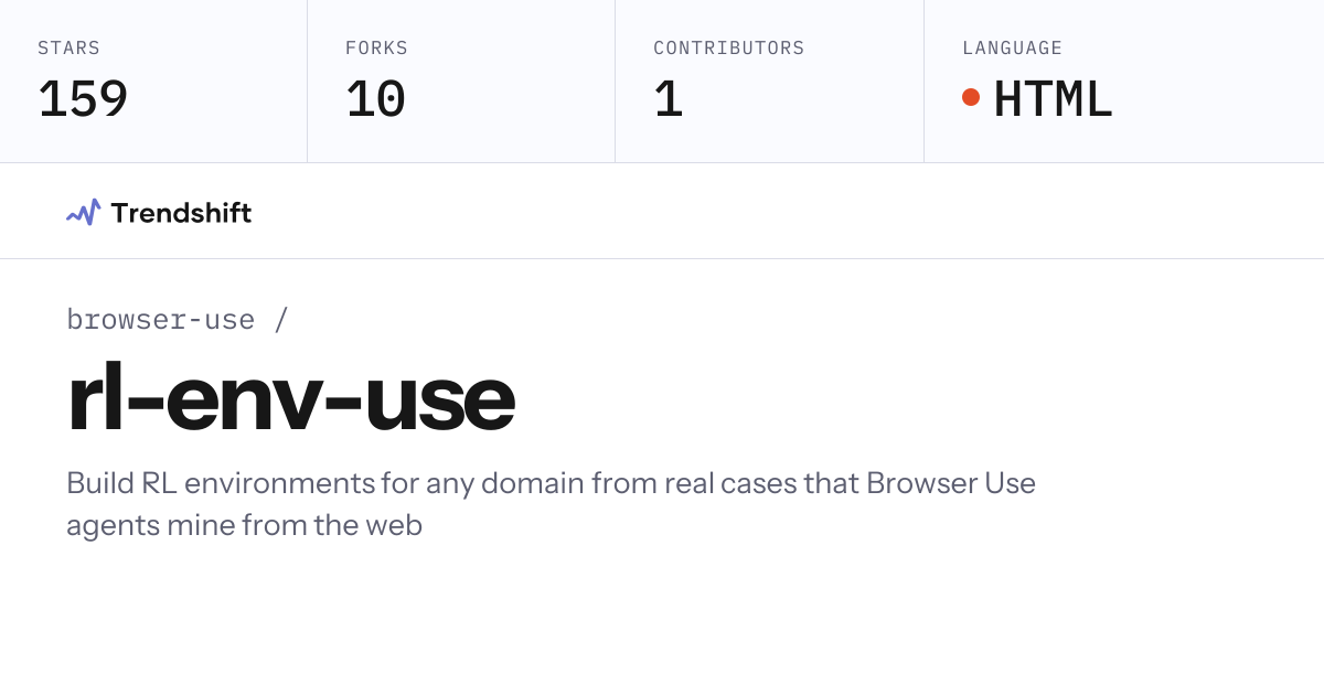 browser-use/rl-env-use — GitHub trending stats & insights | Trendshift