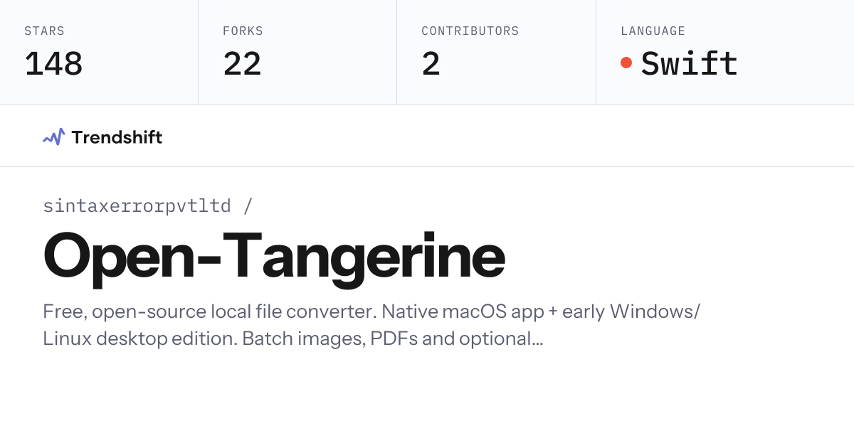 sintaxerrorpvtltd/Open-Tangerine — GitHub trending stats & insights ...
