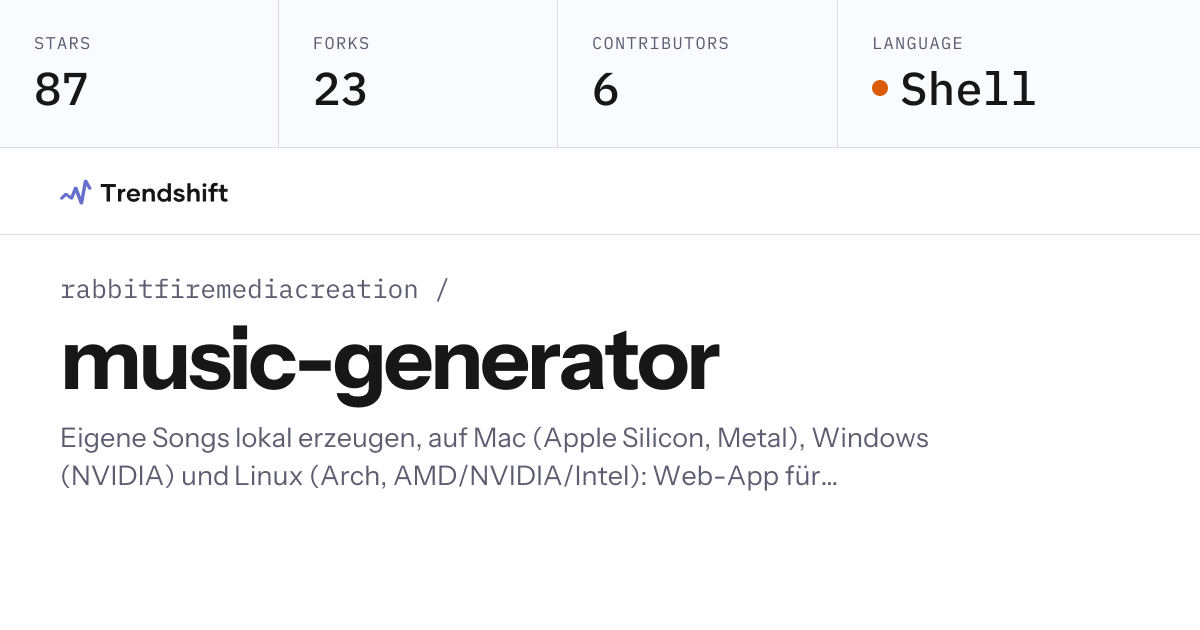 rabbitfiremediacreation/music-generator — GitHub trending stats ...