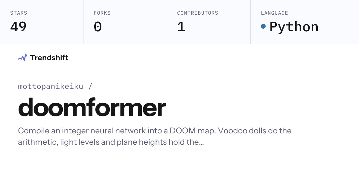 mottopanikeiku/doomformer — GitHub trending stats & insights | Trendshift