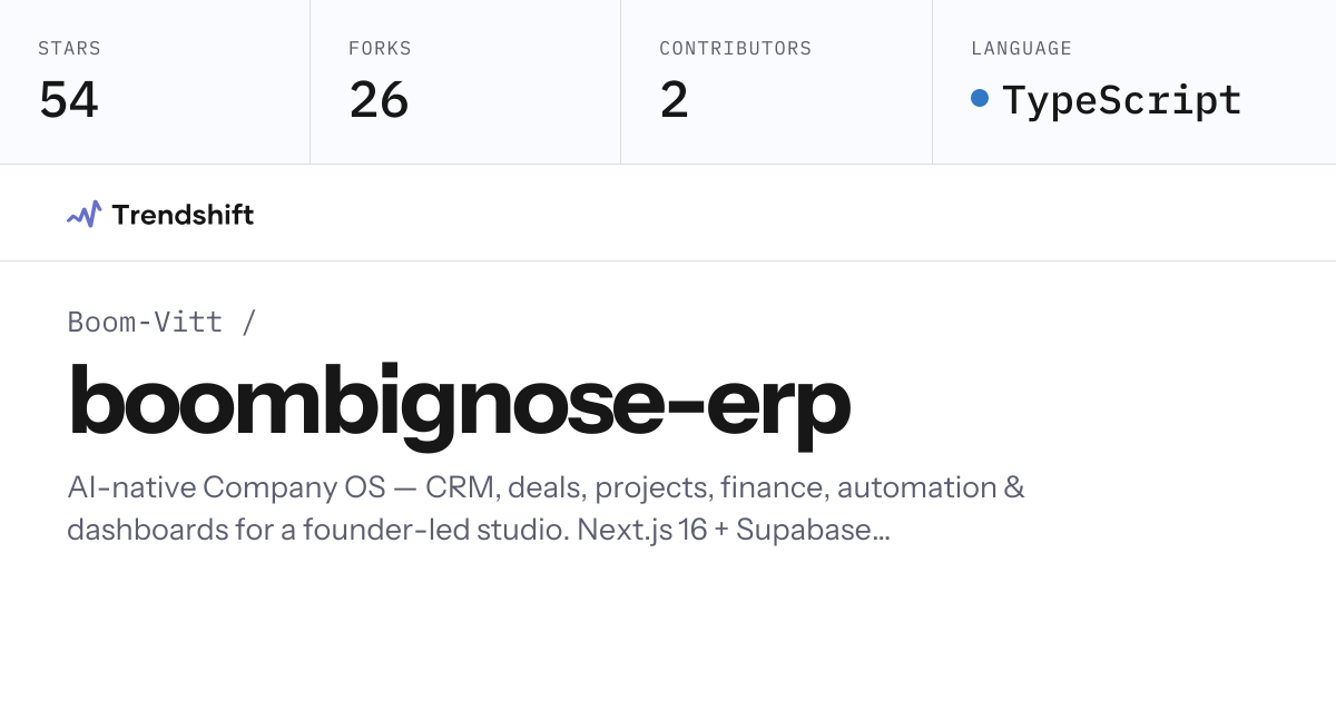 Boom-Vitt/boombignose-erp — GitHub trending stats & insights | Trendshift