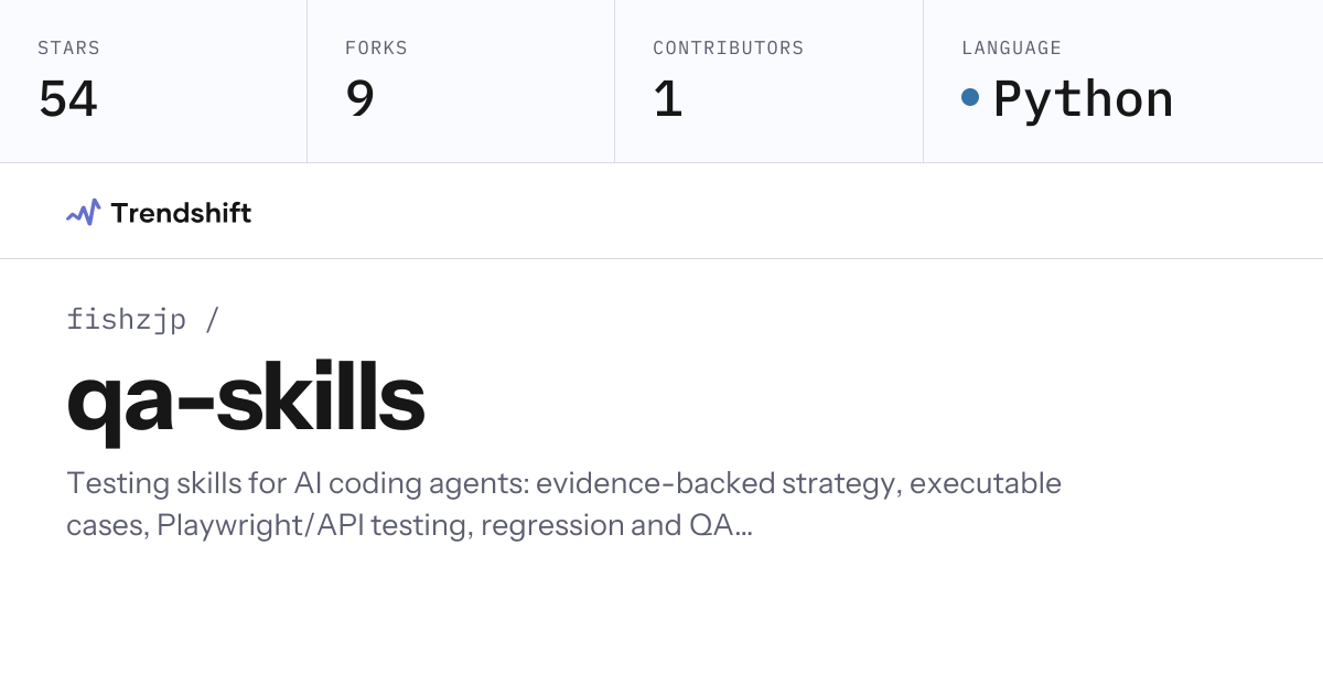 fishzjp/qa-skills — GitHub trending stats & insights | Trendshift