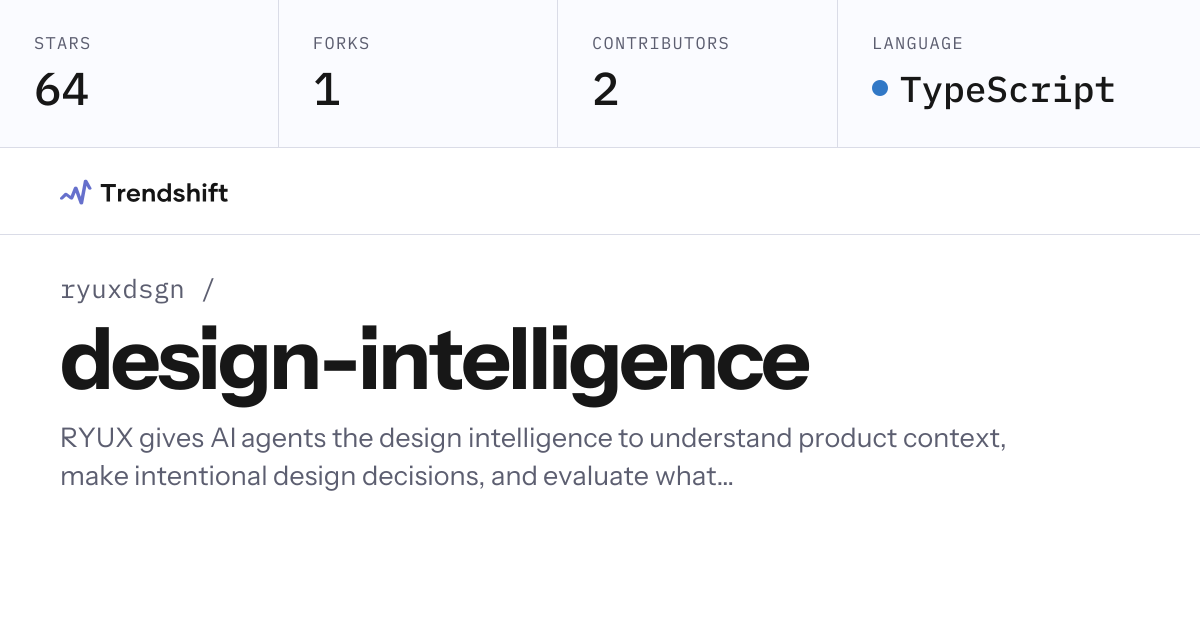 ryuxdsgn/design-intelligence — GitHub trending stats & insights ...