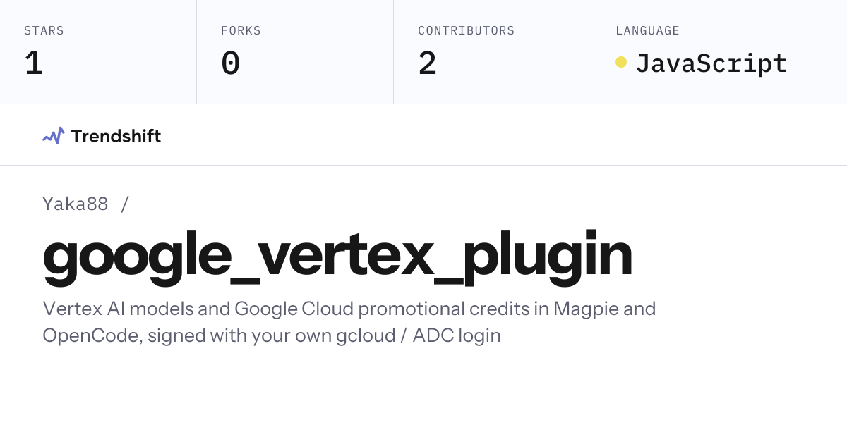 Yaka88/google_vertex_plugin — GitHub trending stats & insights | Trendshift