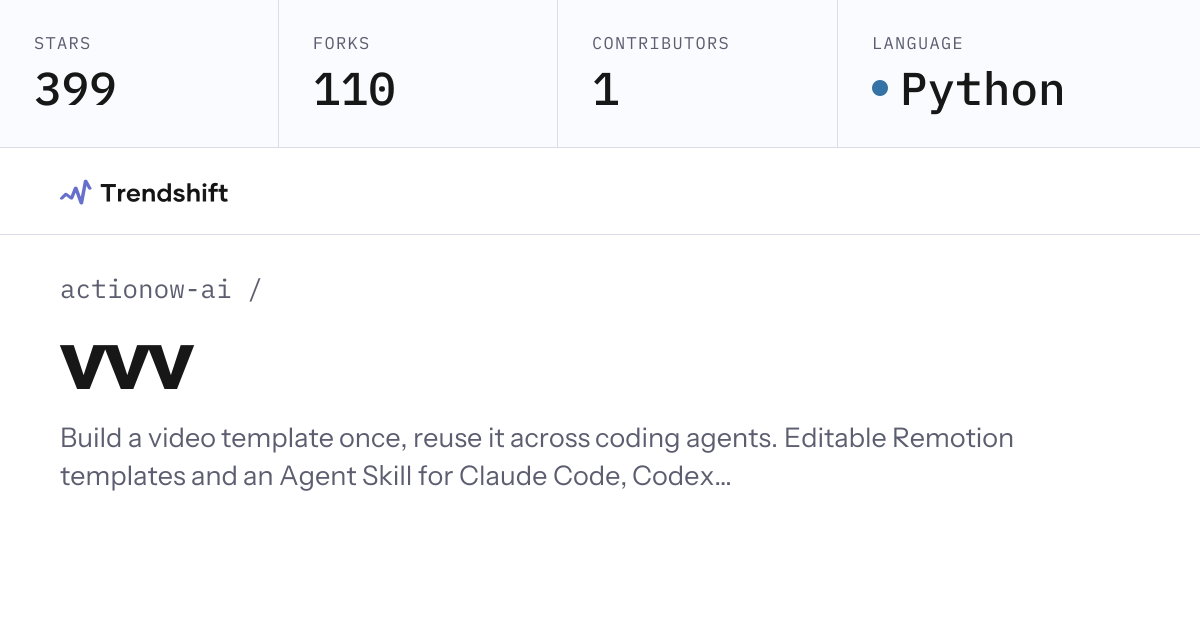 actionow-ai/vvv — GitHub trending stats & insights | Trendshift