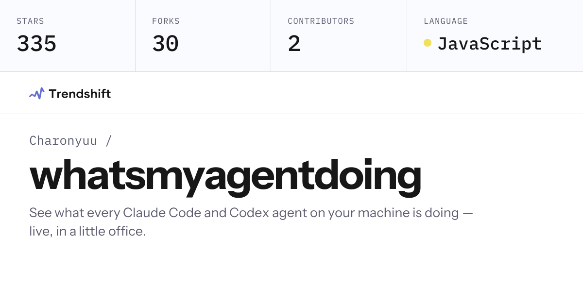 Charonyuu/whatsmyagentdoing — GitHub trending stats & insights | Trendshift