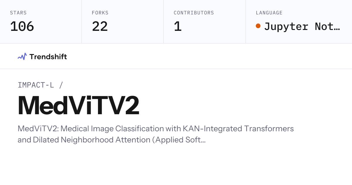 IMPACT-L/MedViTV2 — GitHub trending stats & insights | Trendshift