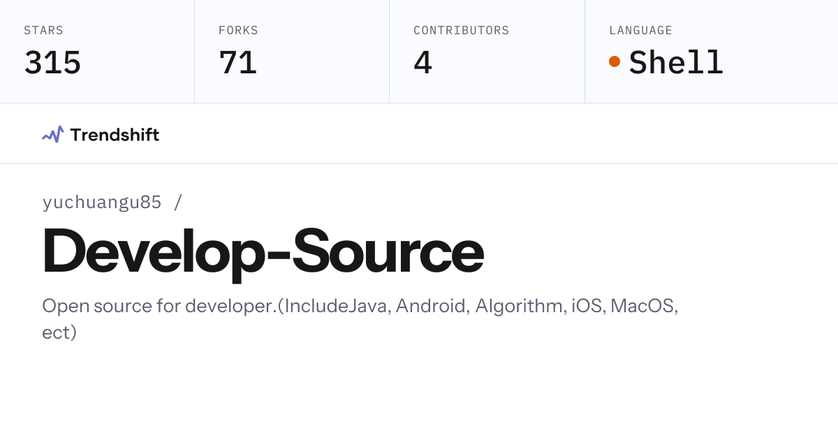 yuchuangu85/Develop-Source — GitHub trending stats & insights | Trendshift
