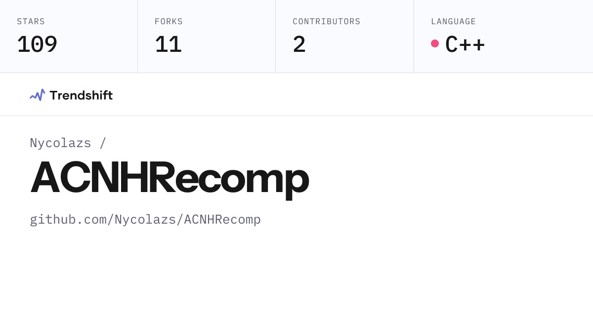 Nycolazs/ACNHRecomp — GitHub trending stats & insights | Trendshift