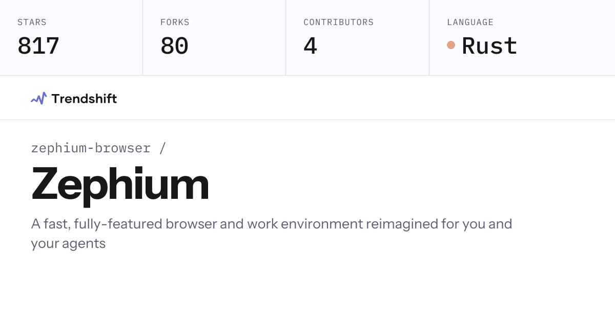 zephium-browser/Zephium — GitHub trending stats & insights | Trendshift