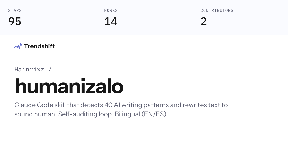 Hainrixz/humanizalo — GitHub trending stats & insights | Trendshift