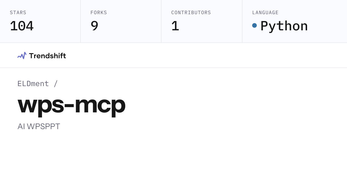 ELDment/wps-mcp — GitHub trending stats & insights | Trendshift