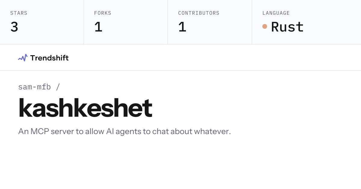 sam-mfb/kashkeshet — GitHub trending stats & insights | Trendshift
