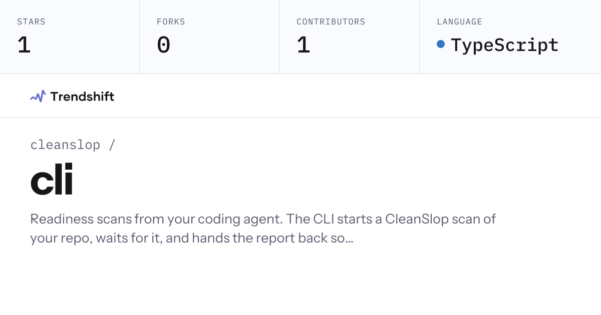 cleanslop/cli — GitHub trending stats & insights | Trendshift