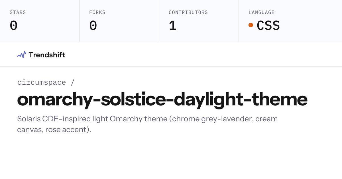 circumspace/omarchy-solstice-daylight-theme — GitHub trending stats ...