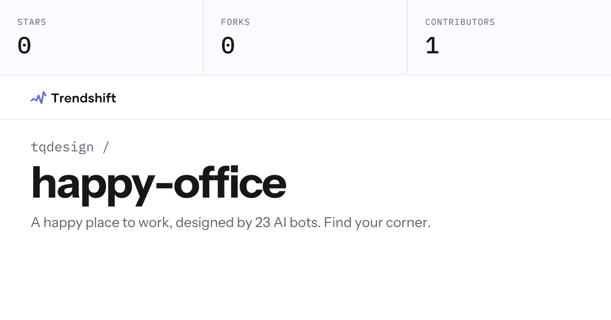 tqdesign/happy-office — GitHub trending stats & insights | Trendshift