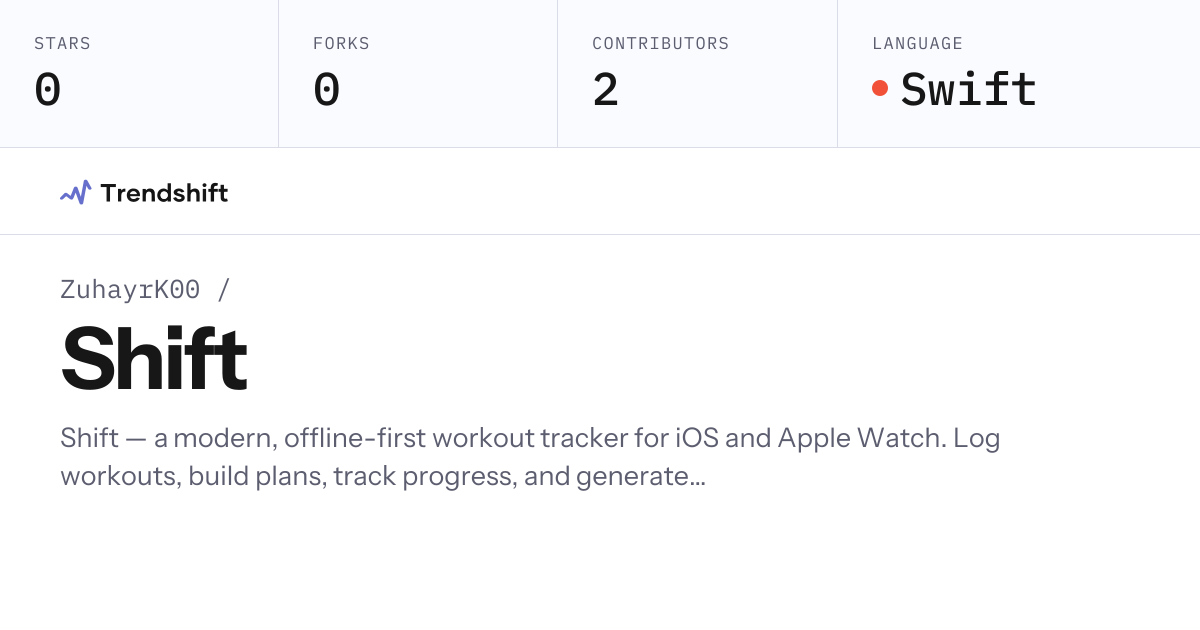 ZuhayrK00/Shift — GitHub trending stats & insights | Trendshift