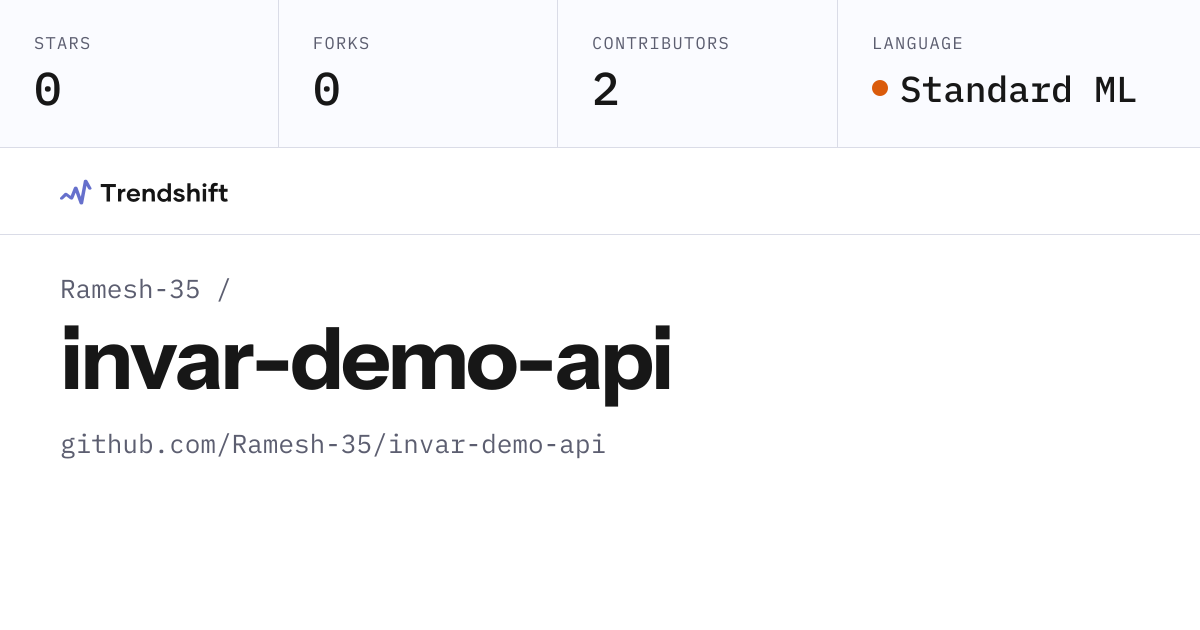 Ramesh-35/invar-demo-api — GitHub trending stats & insights | Trendshift