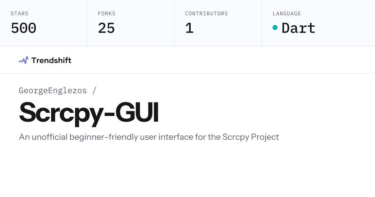 GeorgeEnglezos/Scrcpy-GUI — GitHub trending stats & insights | Trendshift