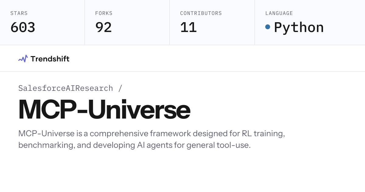 SalesforceAIResearch/MCP-Universe — GitHub trending stats & insights ...