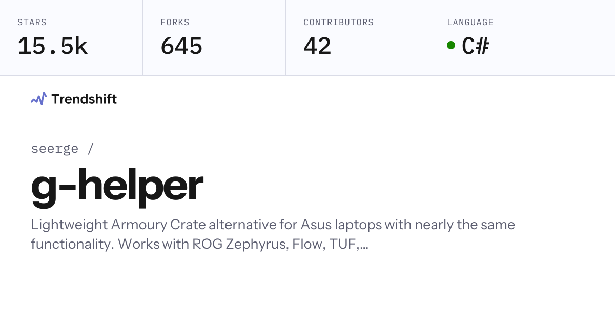 seerge/g-helper — GitHub trending stats & insights | Trendshift