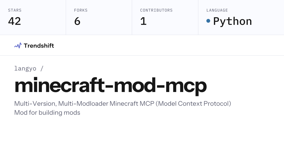 langyo/minecraft-mod-mcp — GitHub trending stats & insights | Trendshift