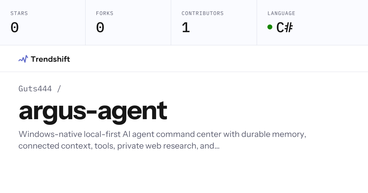 Guts444/argus-agent — GitHub trending stats & insights | Trendshift