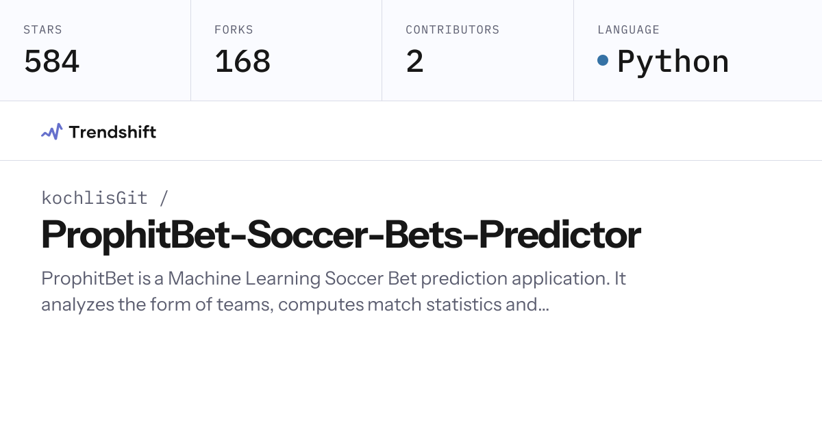 kochlisGit/ProphitBet-Soccer-Bets-Predictor — GitHub trending stats ...