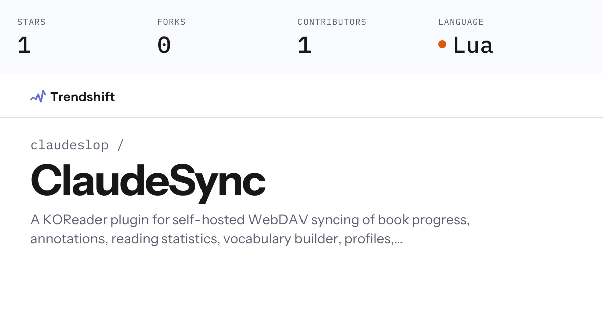 claudeslop/ClaudeSync — GitHub trending stats & insights | Trendshift